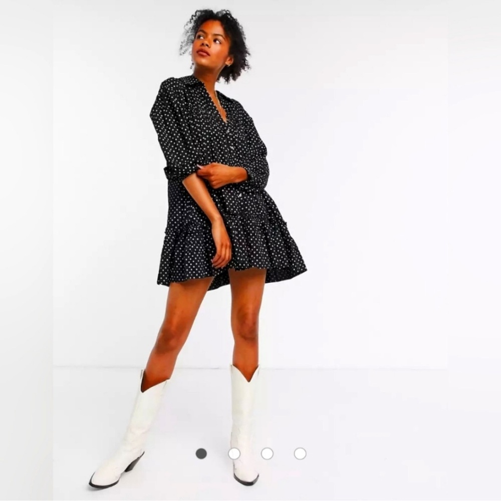 Free people | black and cream Full Swing oversized tunic dress size large